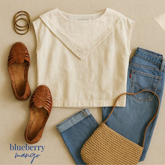 Liz Claiborne Linen Blouse 80s 90s Double Flap V-Panel Vintage Find! - Picture 6 of 7